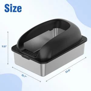 JHK Stainless 24IN Steel Cat Litter Box with Lid Scoop and Mat Included