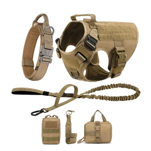 Tactical Dog Harness Collar Leash Combo